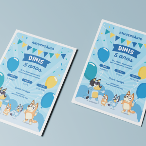 Convite Bluey Impresso